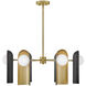 Zuri 6 Light 30 inch Lacquered Brass with Black Chandelier Ceiling Light