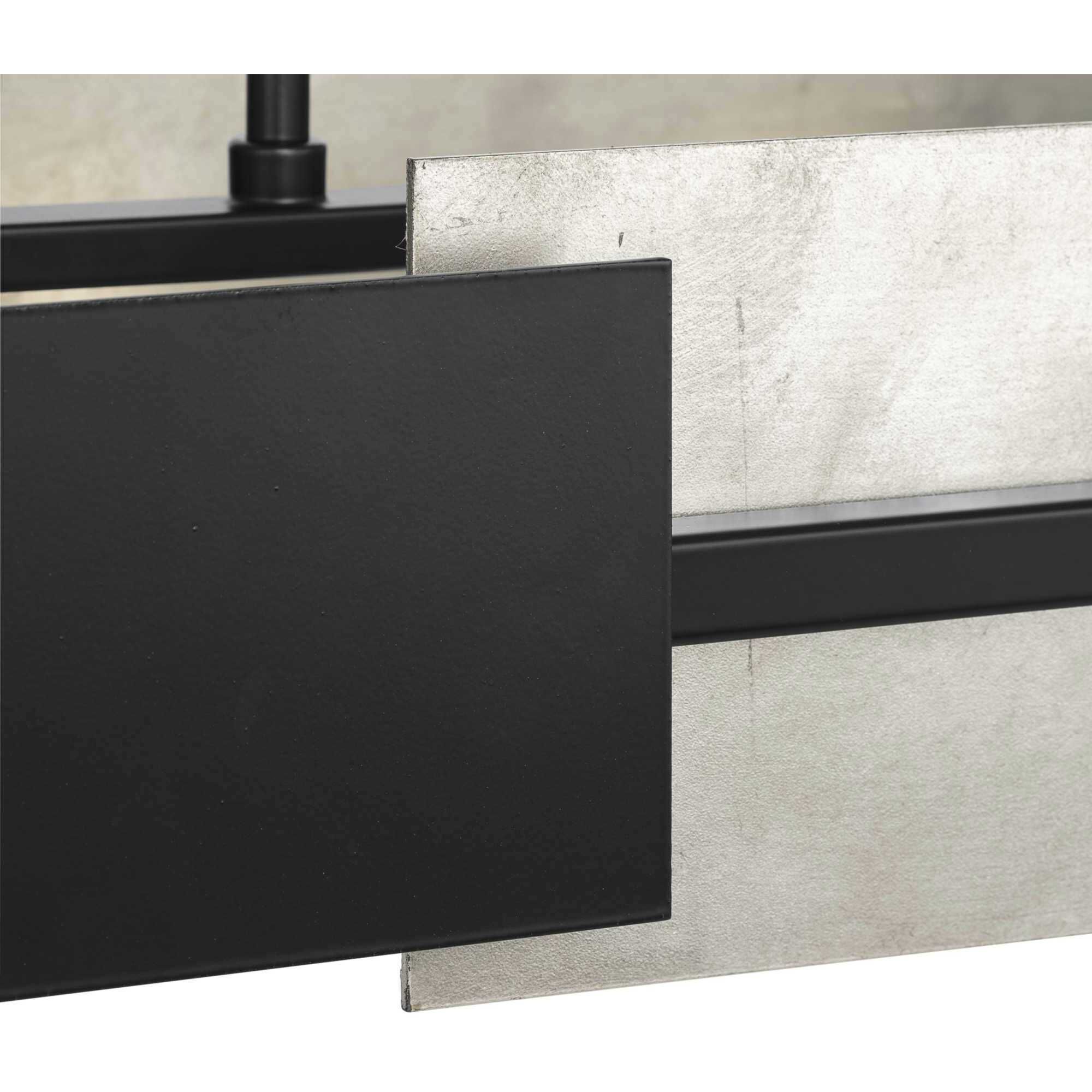 Lowery 4 Light 42 inch Matte Black and Antique Silver Leaf Linear Chandelier Ceiling Light, Design Series