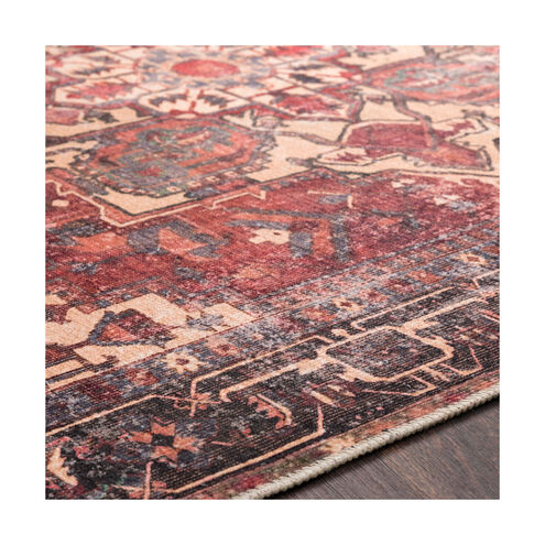 Ivory 87 X 63 inch Brick Red Rug, Rectangle