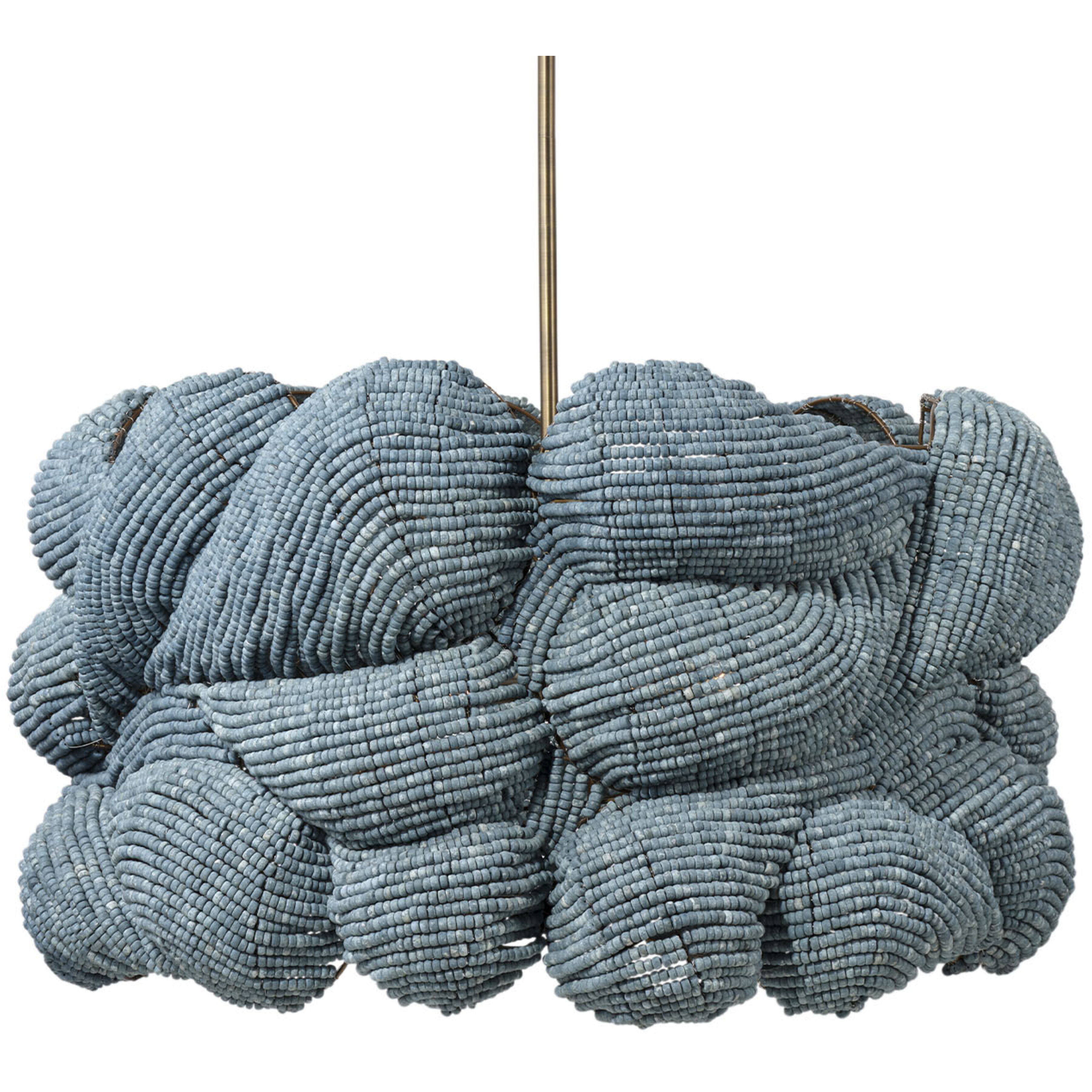 Anguilla LED 36 inch Blue Wood Beads Chandelier Ceiling Light, Large, Inline