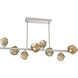 Gem LED Beige Silver Linear Multi-Pendant Ceiling Light in Bronze, 2700K LED, Twisted Branch