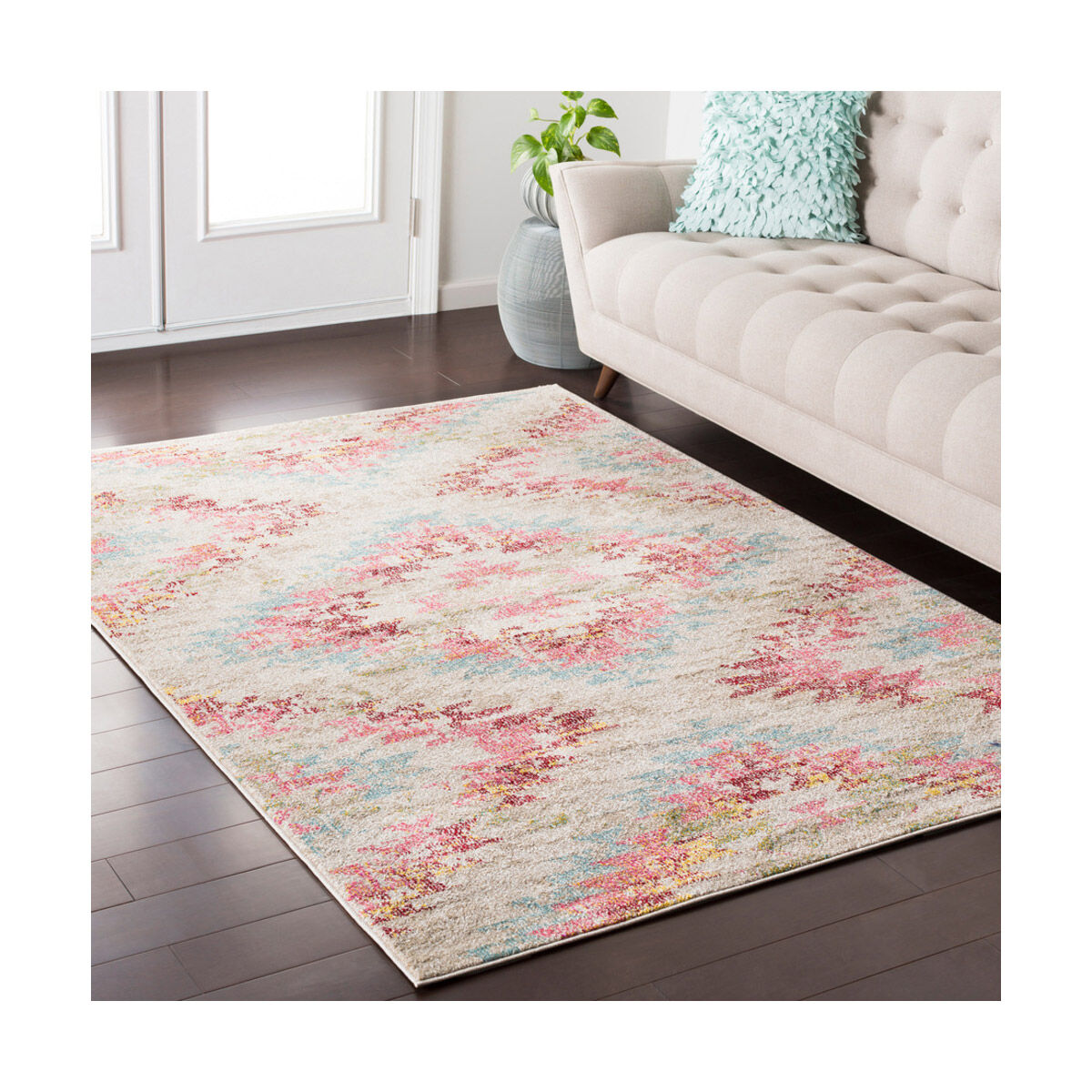 Anika 35 X 24 inch White/Beige/Charcoal/Aqua/Bright Pink/Bright Red Rugs, Polypropylene