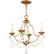 Chesterfield 4 Light 18 inch Antique Gold Leaf Mini Chandelier Ceiling Light