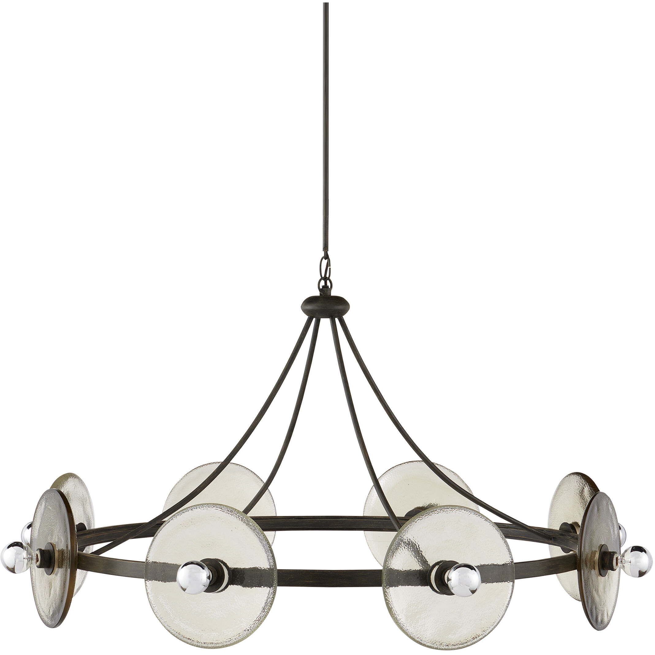 Circumstellar 8 Light 37.25 inch Black Iron/Clear Disc Chandelier Ceiling Light