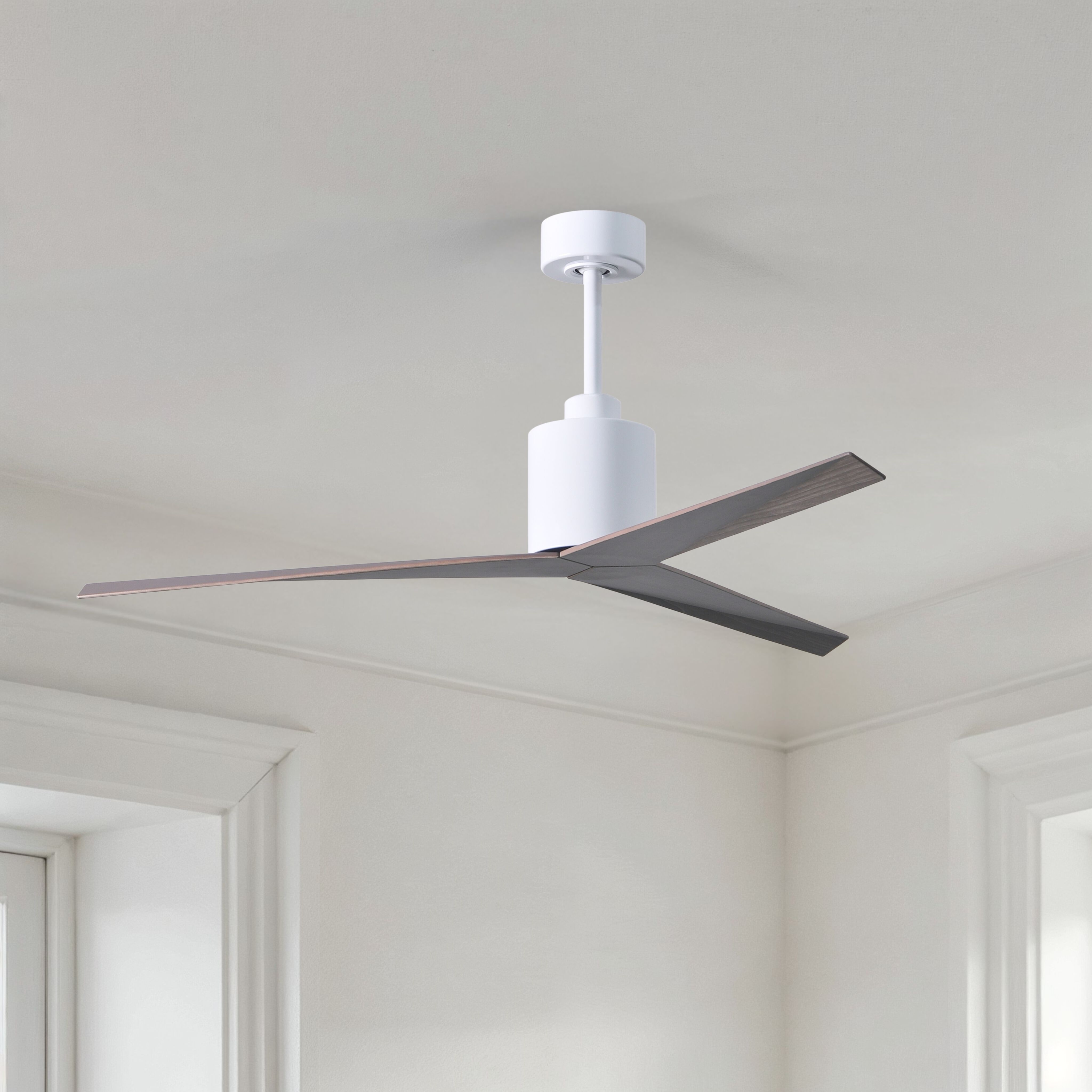 Atlas Eliza 56 inch Gloss White with Old Oak Tone Blades Ceiling Fan, Paddle Fan