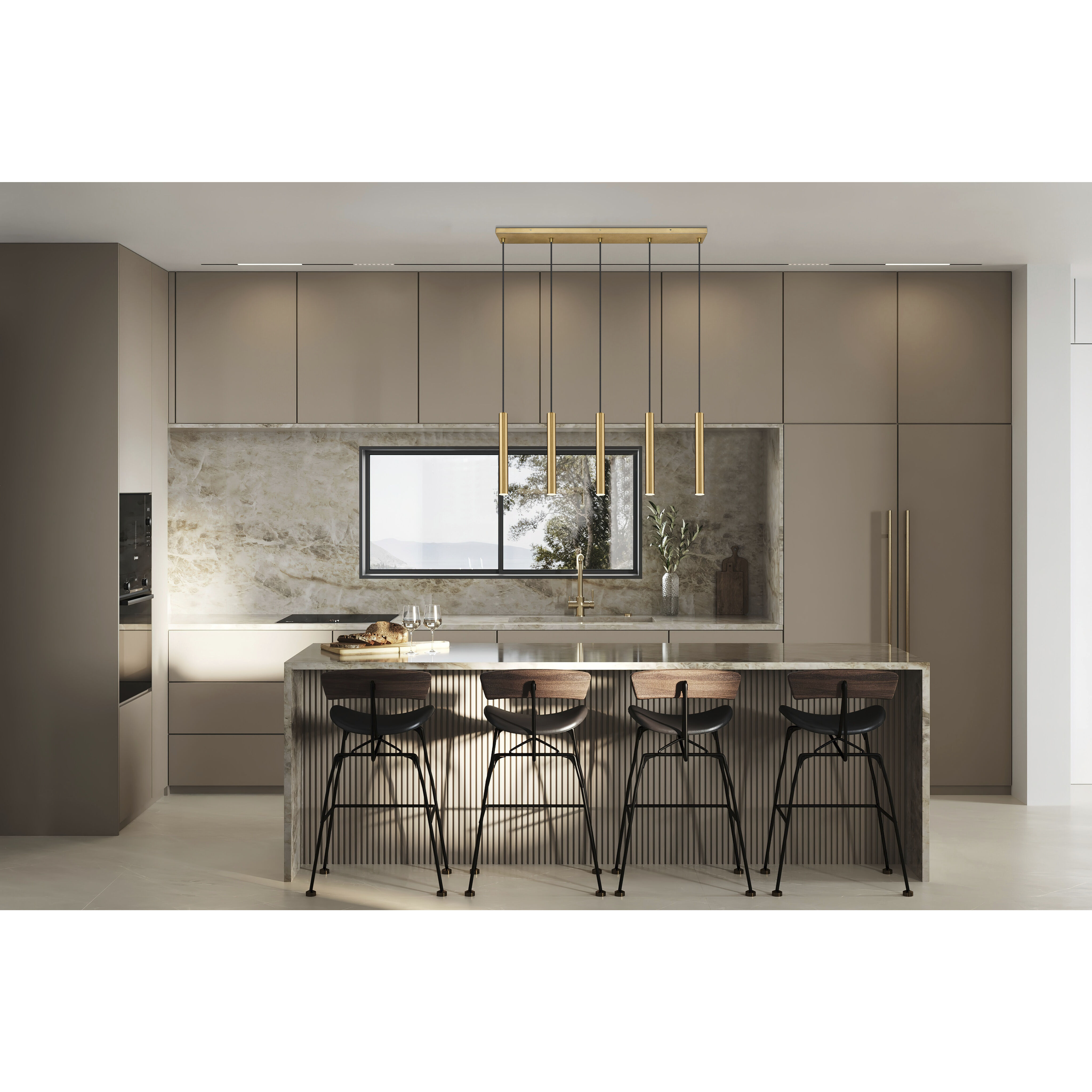 Forest Linear Chandelier Ceiling Light in Modern Gold