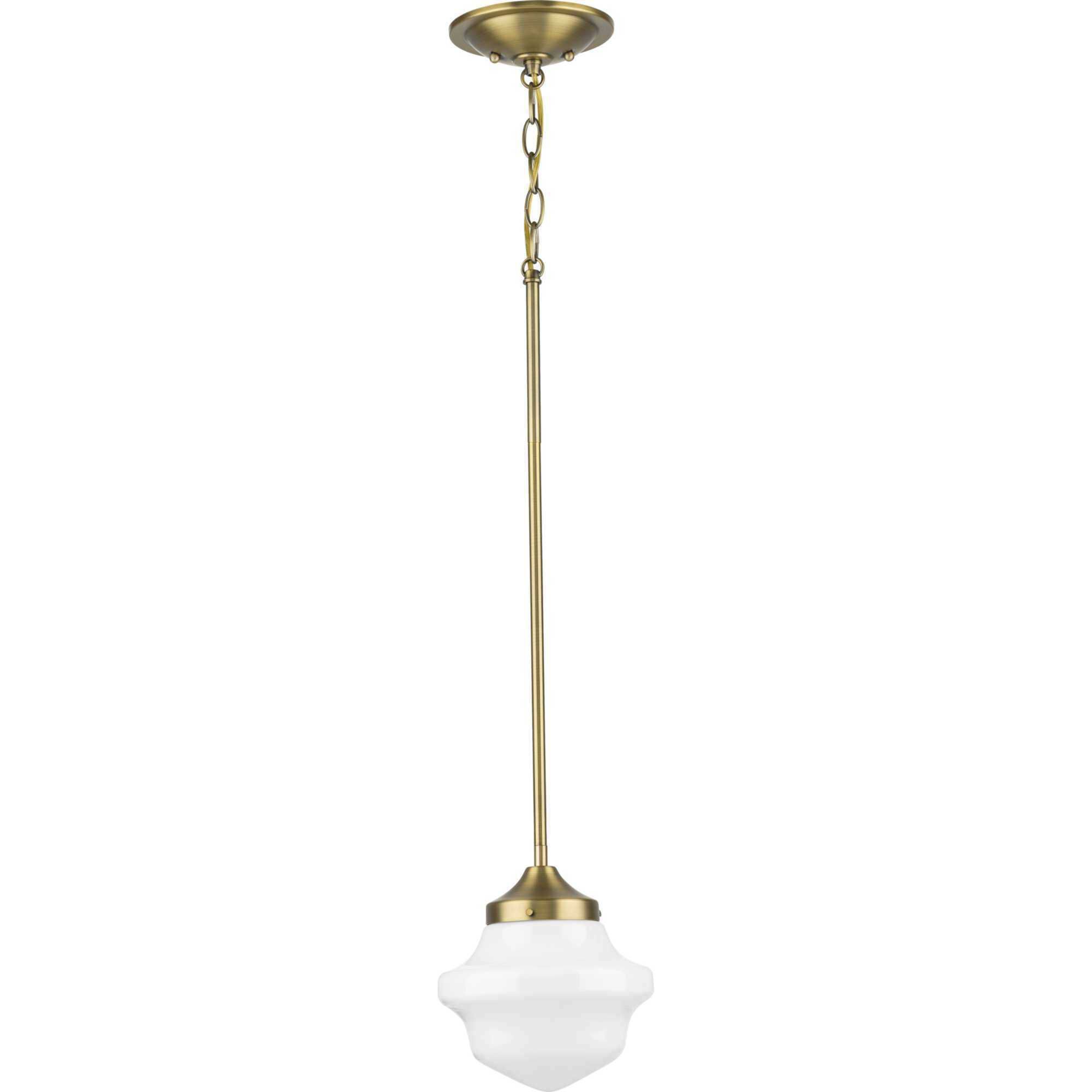 School House 1 Light 8 inch Vintage Brass Mini Pendant Ceiling Light