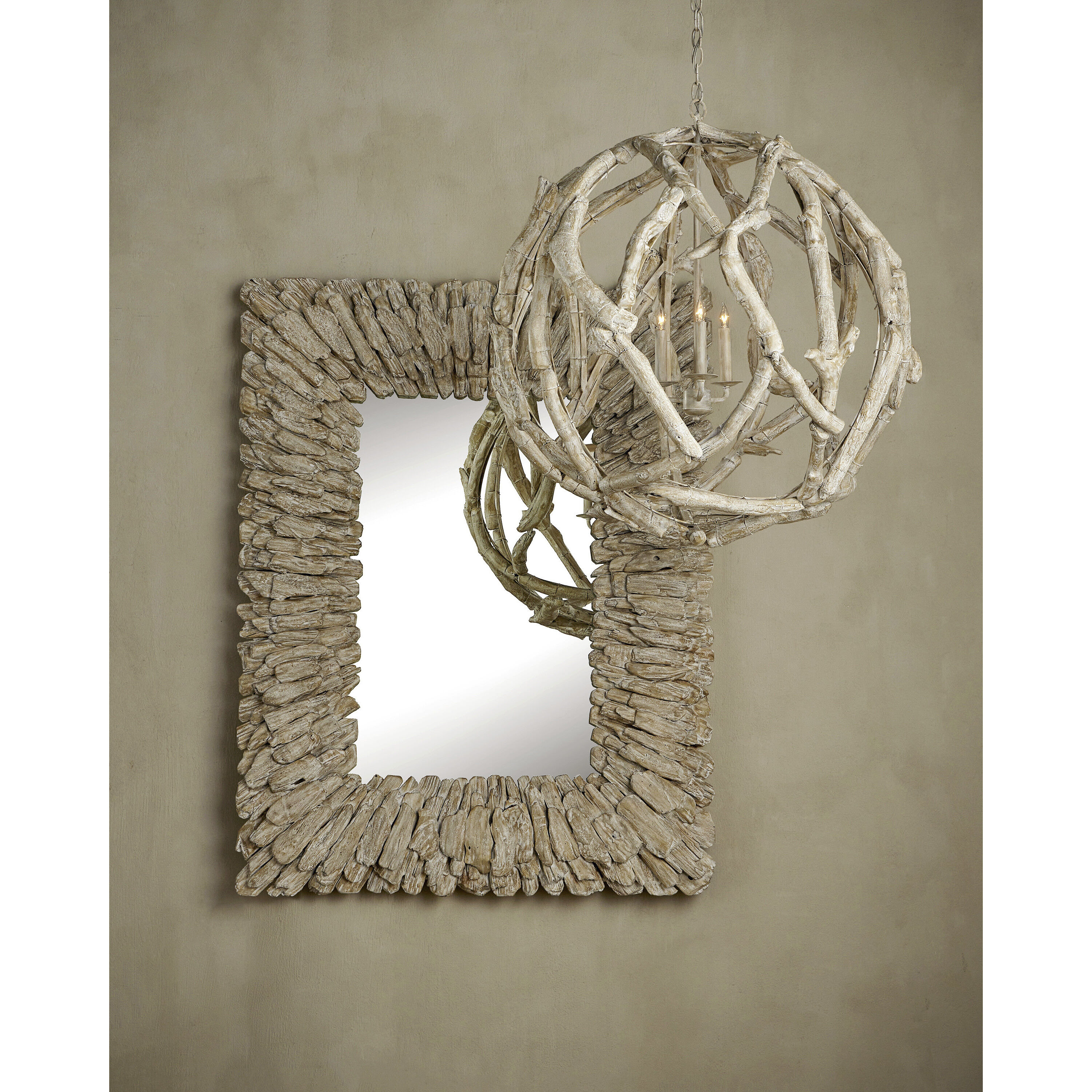Beachhead 51 X 40 inch Whitewashed Driftwood/Mirror Mirror