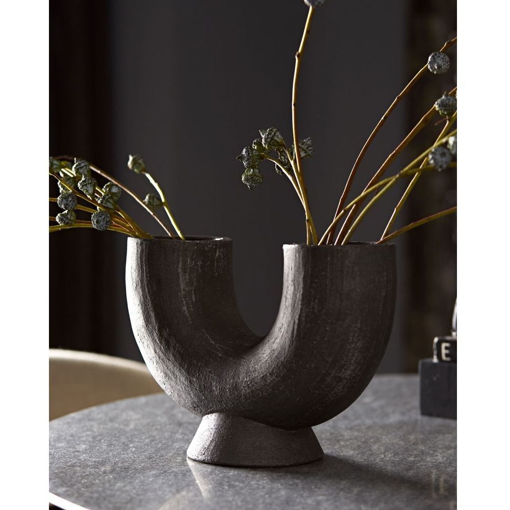Damien Matte Charcoal Vase