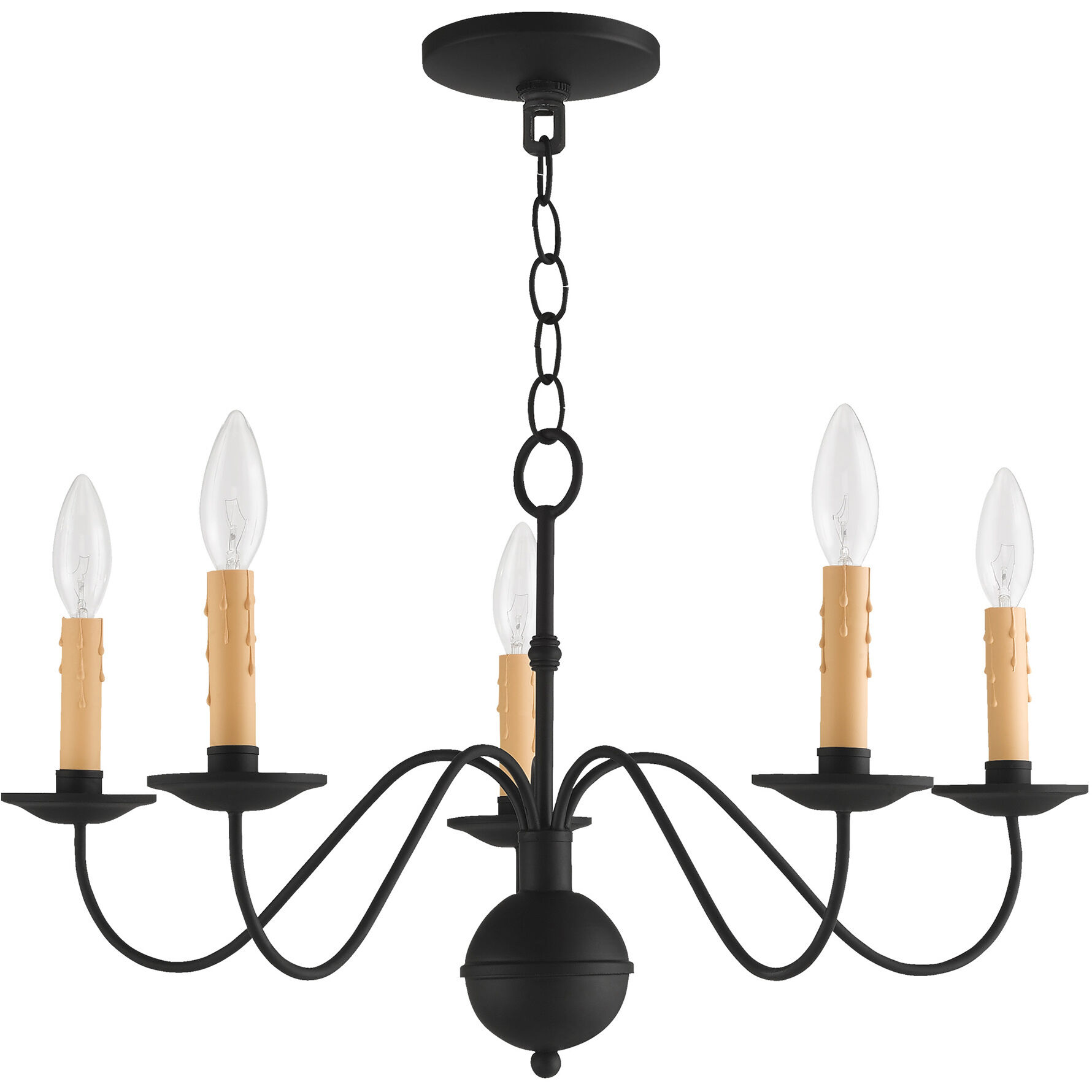 Heritage 5 Light 24 inch Black Chandelier Ceiling Light
