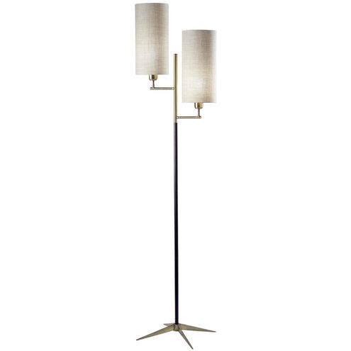 Davis 70 inch 60.00 watt Matte Black and Antique Brass Floor Lamp Portable Light