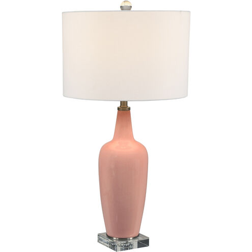 Anastasia 33 inch 150.00 watt Light Pink Glaze with Crystal and Brushed Nickel Table lamp Portable Light