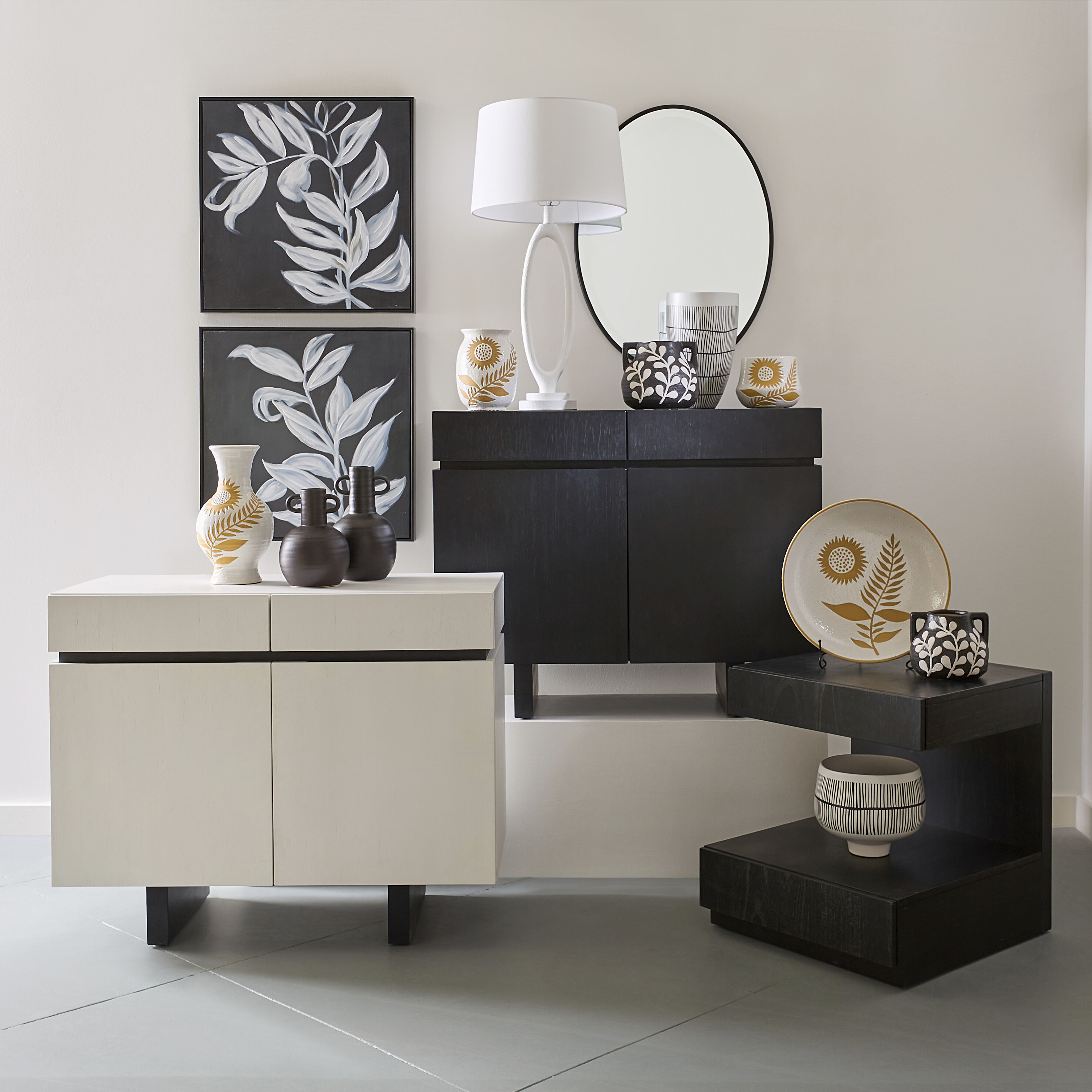 Silhouette II Black with White Framed Wall Art