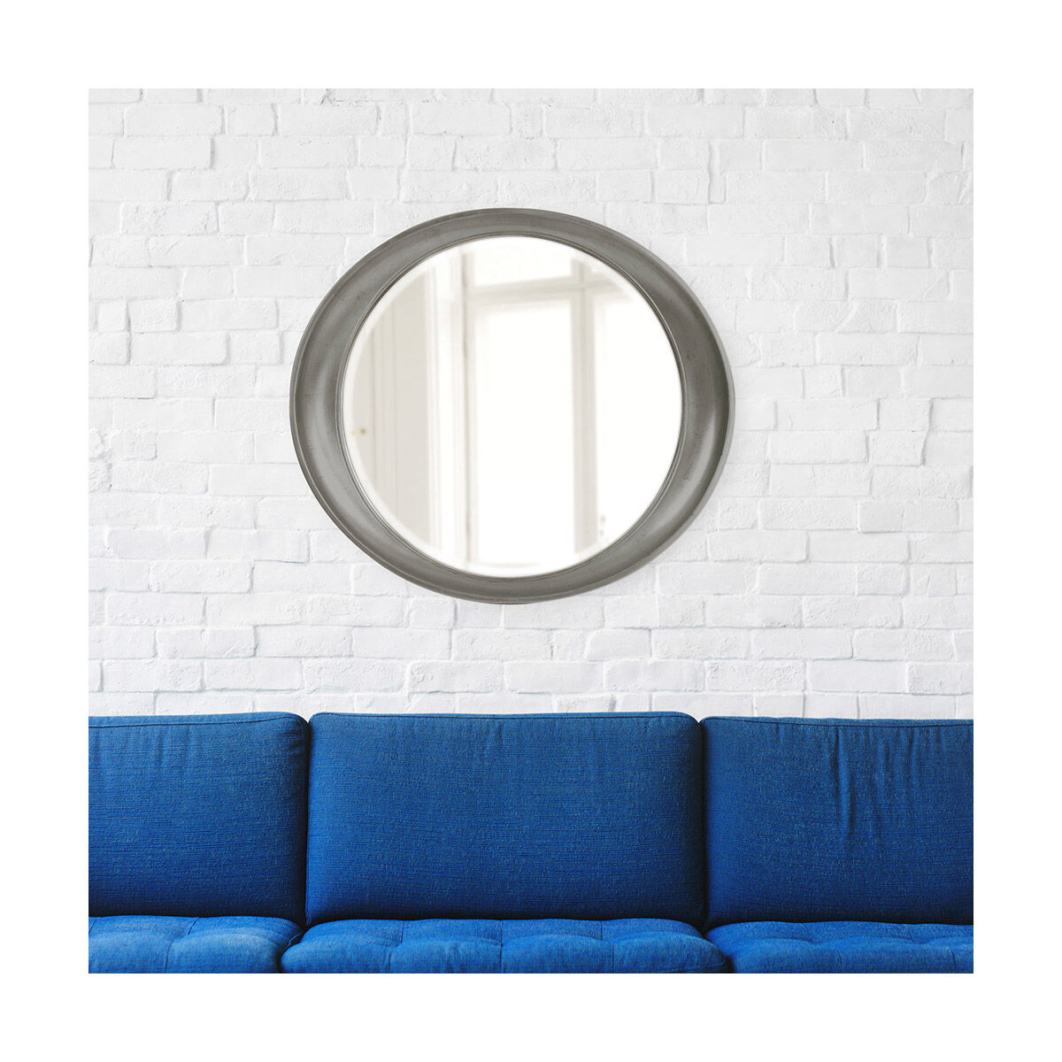 Ellipse 39 X 35 inch Glossy Nickel Wall Mirror