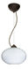 Pape 1 Light Bronze Pendant Ceiling Light in Opal Ribbed Glass, Incandescent