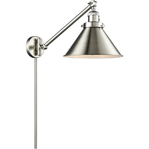 Briarcliff 21 inch 60.00 watt Satin Nickel Swing Arm Wall Light, Franklin Restoration