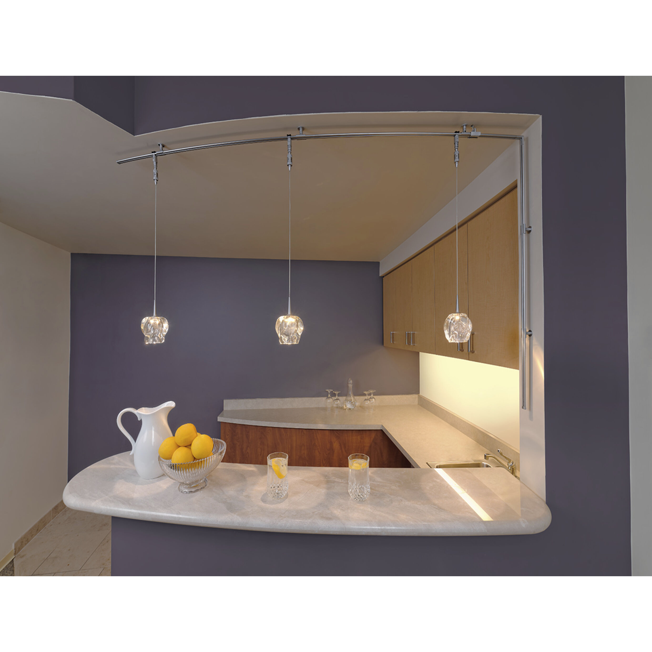 Aurora LED 4.5 inch Matte Chrome Small Pendant Ceiling Light in Clear Glass