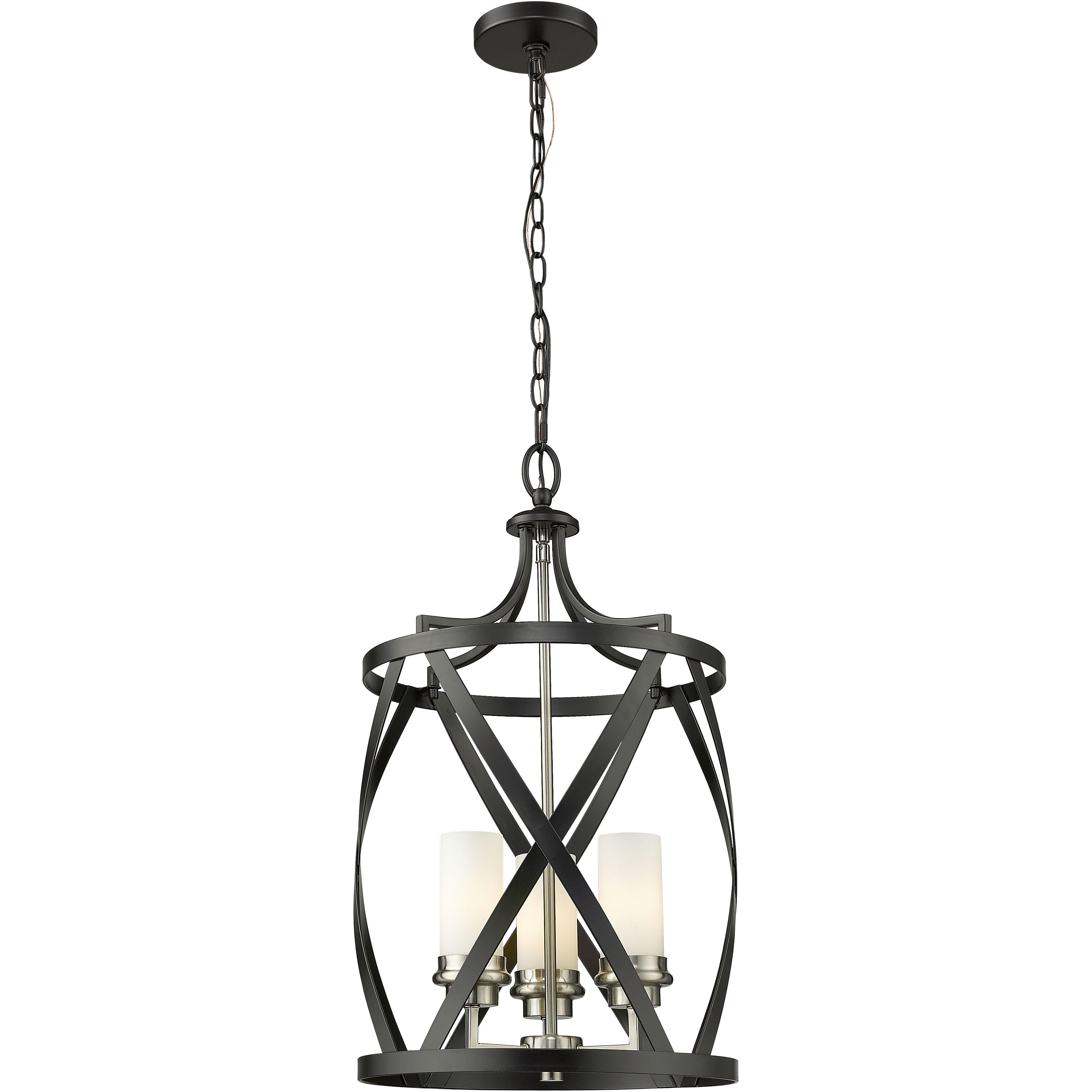 Malcalester 3 Light 14 inch Matte Black and Brushed Nickel Pendant Ceiling Light