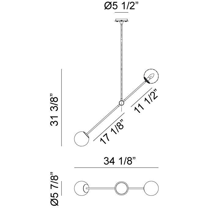 Cosmic 2 Light 5.88 inch Aged Gold Brass Pendant Ceiling Light in Aged Gold Brass and Clear