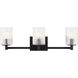 Lando 3 Light 24.63 inch Midnight Black Wall Bath Fixture Wall Light