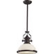 Chadwick 1 Light 13 inch Oil Rubbed Bronze Pendant Ceiling Light in White Glass, Oiled Bronze