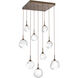 Gem LED 30.1 inch Flat Bronze Chandelier Ceiling Light in Clear, 2700K LED, Square Multi-Port