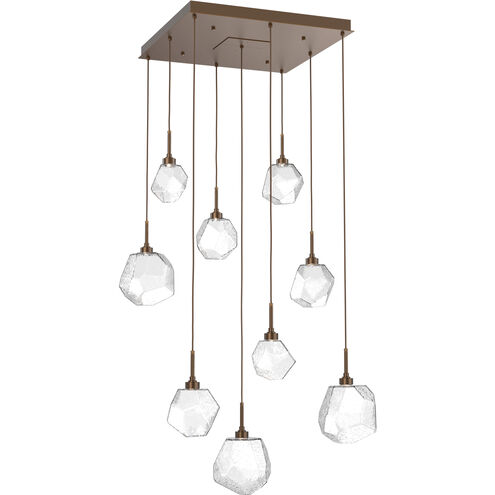 Gem LED 30.1 inch Flat Bronze Chandelier Ceiling Light in Clear, 2700K LED, Square Multi-Port