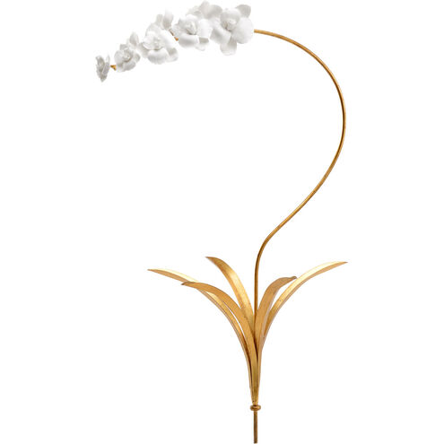 Bradshaw Orrell White/Antique Gold Leaf Orchid Stem Accent, Large