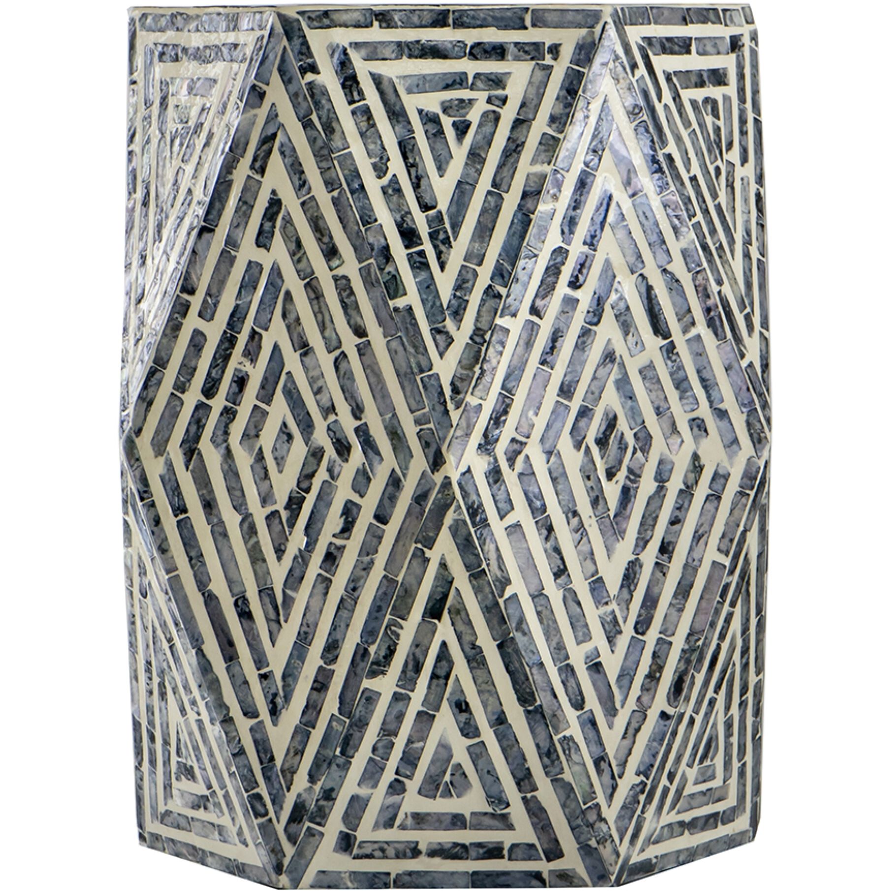 Hexagon 18.1 inch Black and White Stool, Hexagon