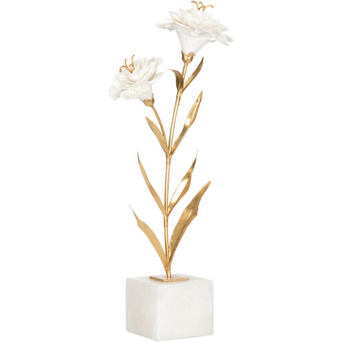 Carnation White/Cream and Gold Porcelain Flower Decor