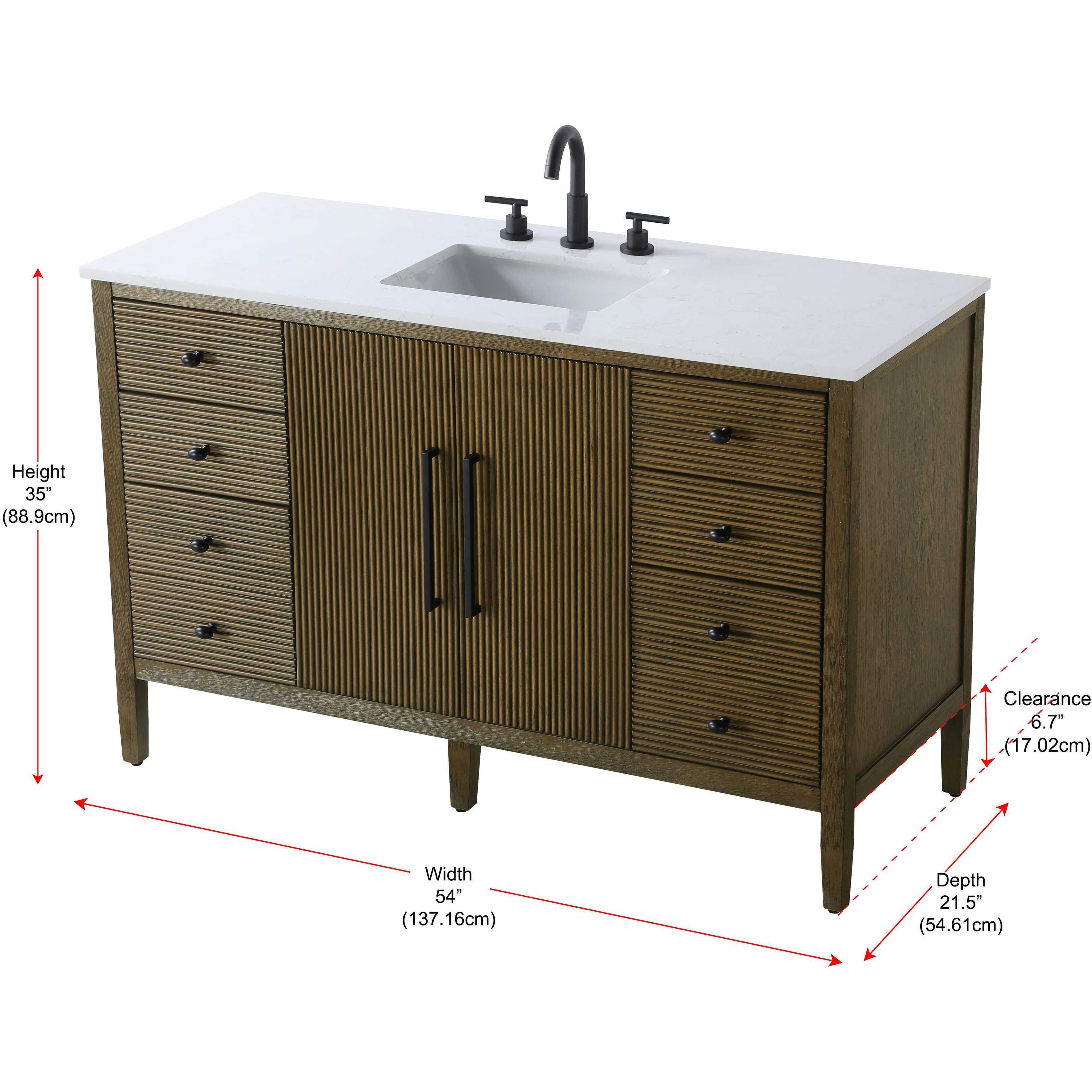Blakely 54 X 34 inch Hazel Oak Bathroom Vanity Cabinet