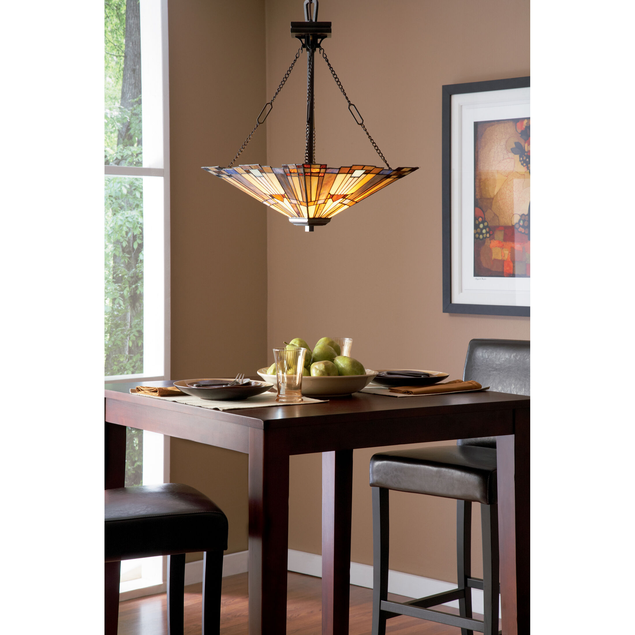 Inglenook 3 Light 18 inch Valiant Bronze Pendant Ceiling Light, Naturals