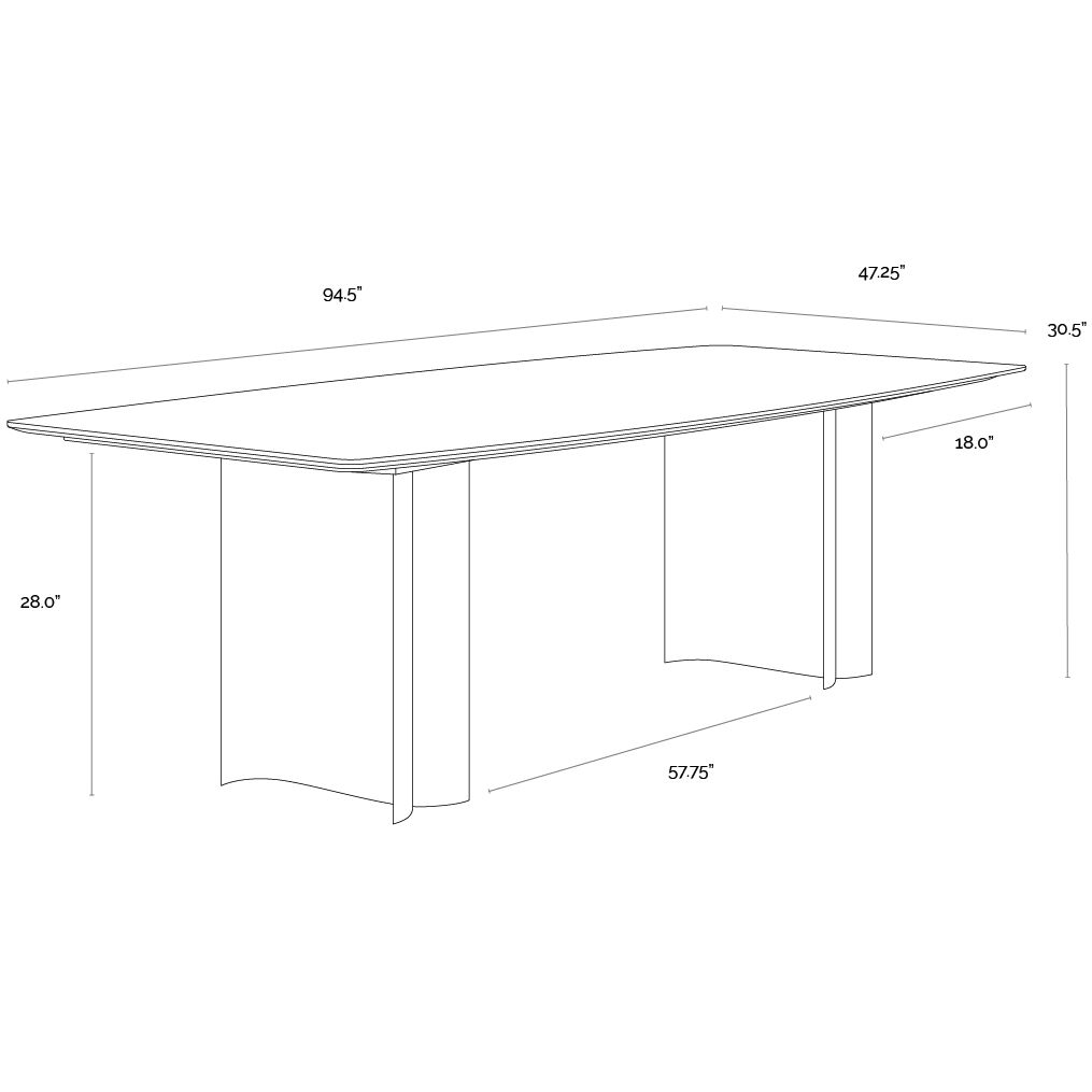 Astara 94.5 X 47.25 inch Cream / Antique Brass Dining Table