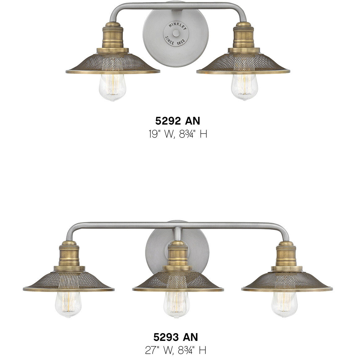 Rigby 2 Light 19 inch Antique Nickel with Heritage Brass Vanity Light Wall Light