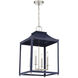 Contemporary 4 Light 15.25 inch Navy Blue with Polished Nickel Pendant Ceiling Light
