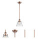 Ballston Large Cone LED 8 inch Antique Copper Pendant Ceiling Light in Clear Glass