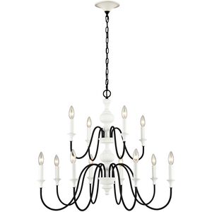 Val de Loire 12 Light 36 inch White Coral with Black Chandelier Ceiling Light