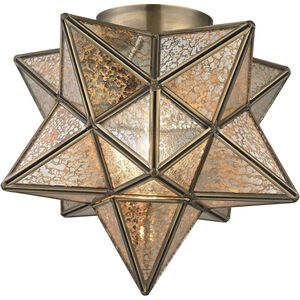 Moravian Star 1 Light 11 inch Antique Brass Flush Mount Ceiling Light