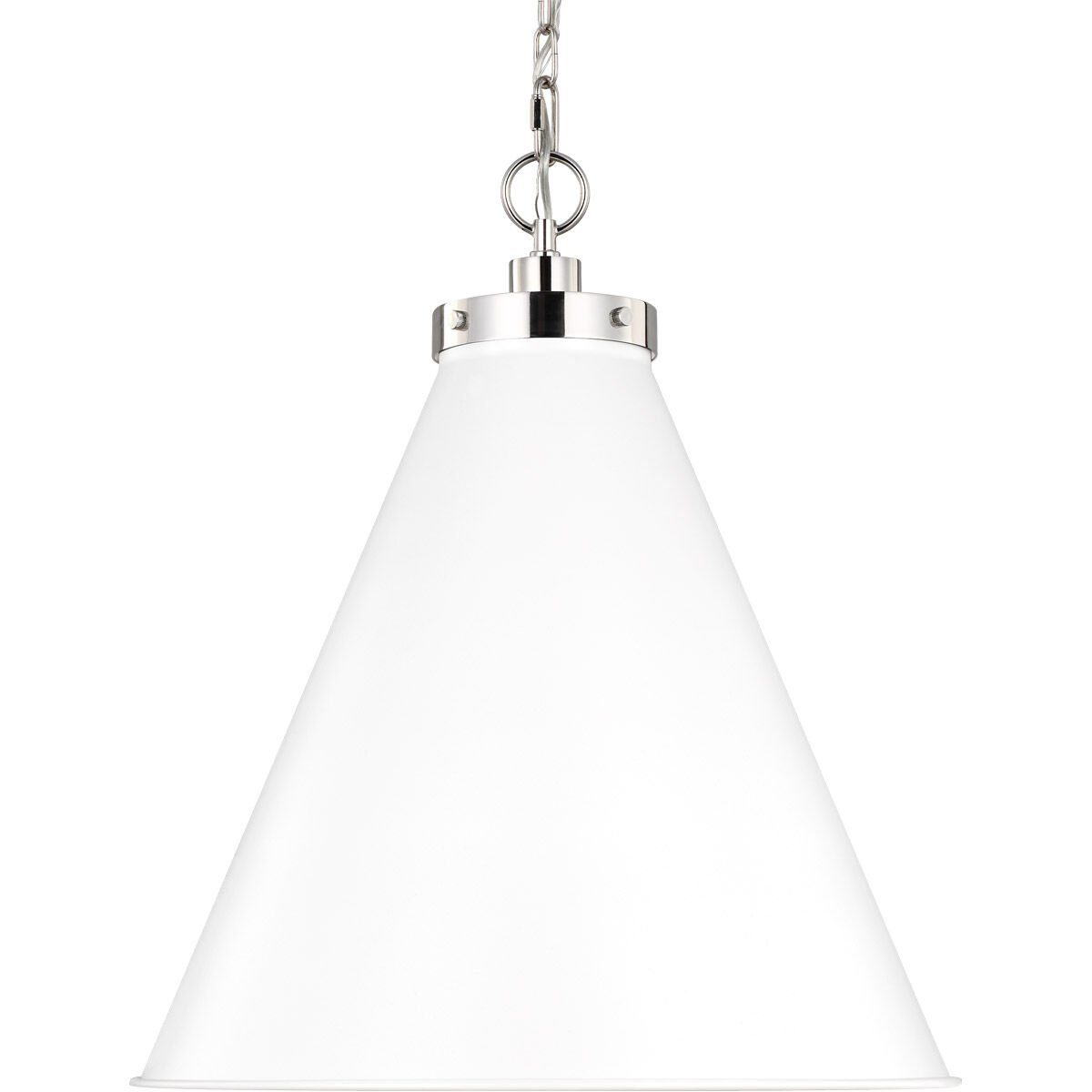 C&M by Chapman & Myers Wellfleet 1 Light 19.5 inch Matte White and Polished Nickel Pendant Ceiling Light in Matte White / Polished Nickel