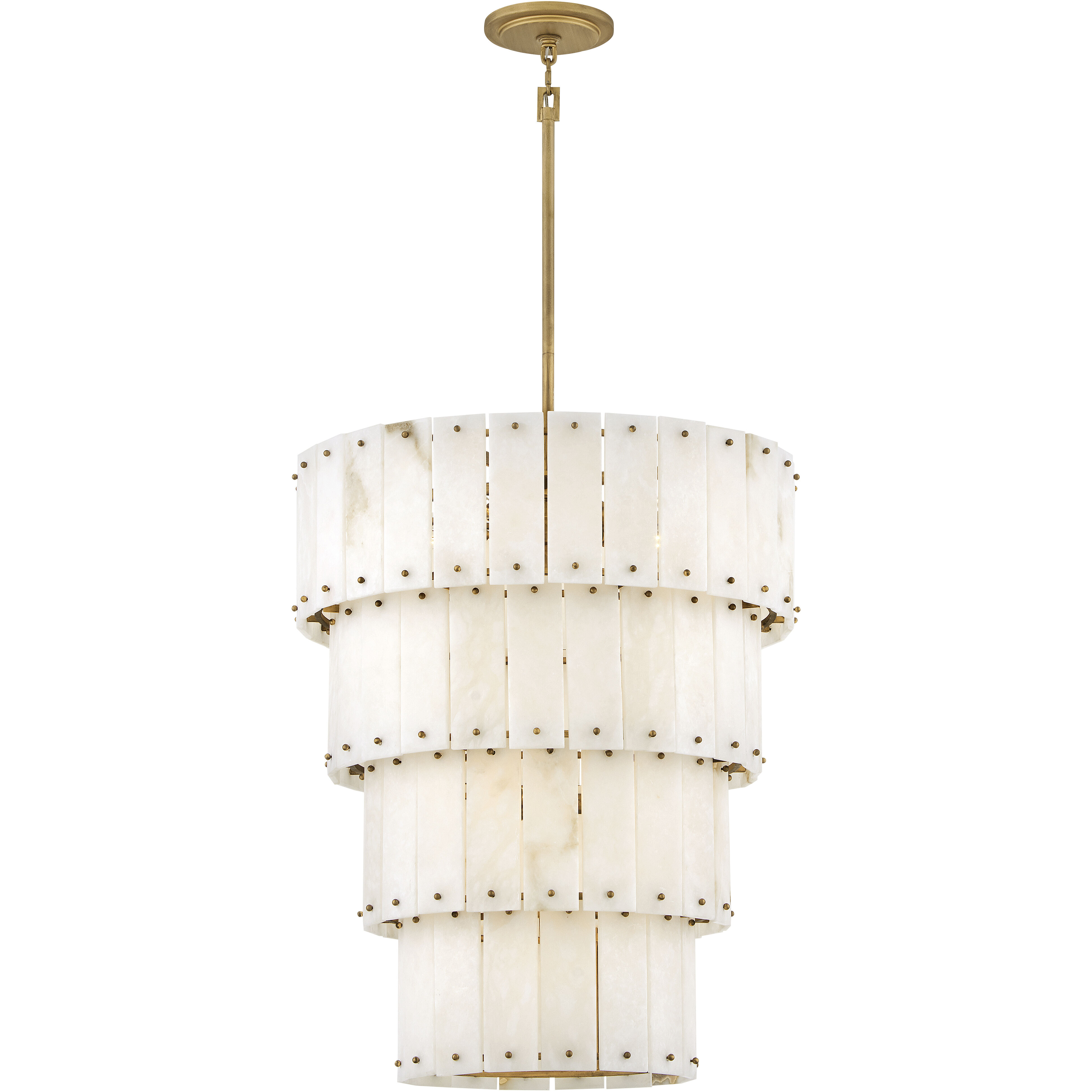Simone LED 24 inch Burnished Gold Chandelier Ceiling Light in Alabaster, Multi Tier
