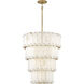 Simone LED 24 inch Burnished Gold Chandelier Ceiling Light in Alabaster, Multi Tier