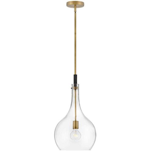 Ziggy 1 Light 12 inch Heritage Brass with Black Indoor Pendant Ceiling Light in Clear