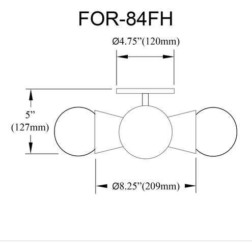 Fortuna 4 Light 8.25 inch Matte Black Flush Mount Ceiling Light