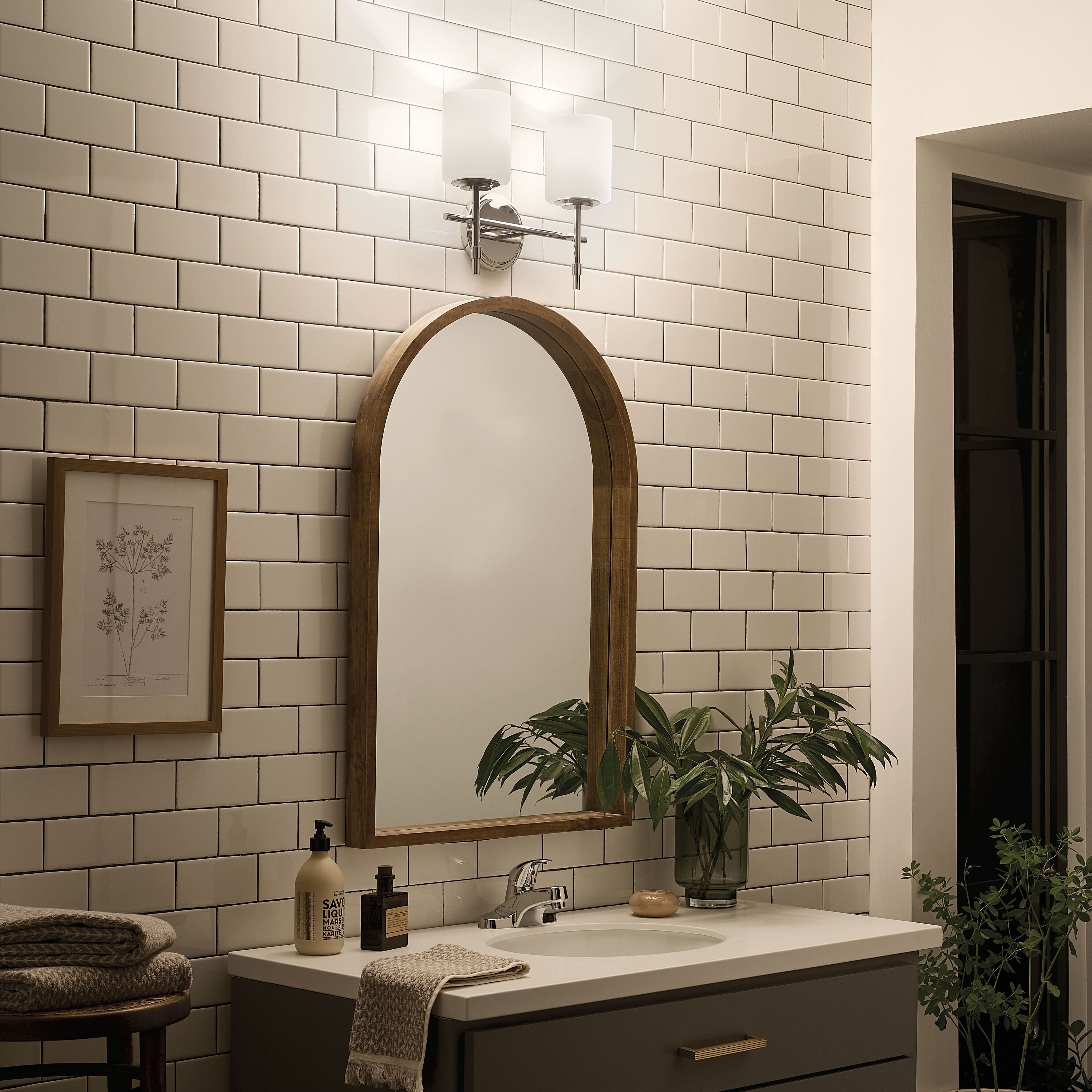 Ali 2 Light 14 inch Polished Nickel Bath Vanity Light Wall Light