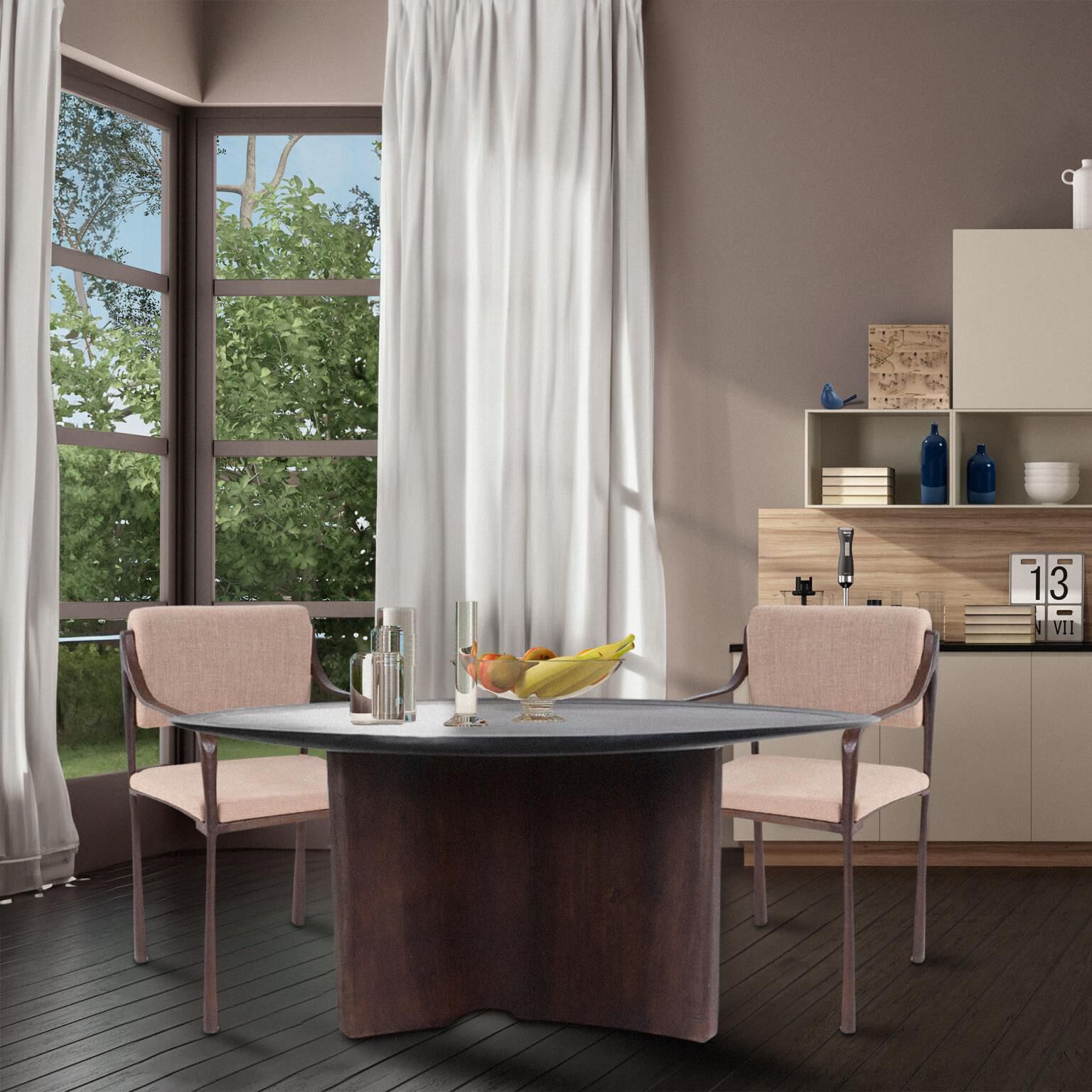 Bollack 60 X 30 inch Brown and Black Tray Dining Table