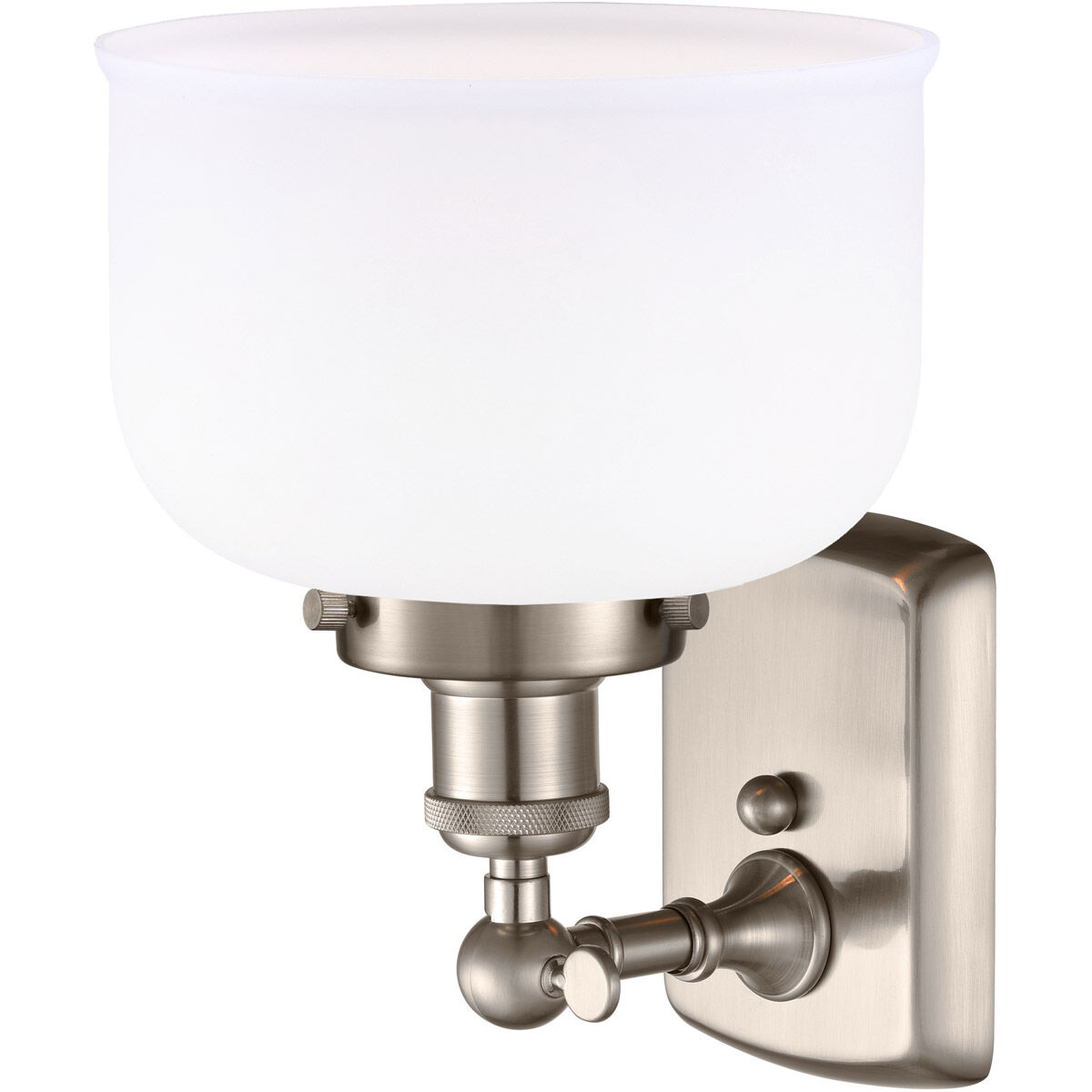 Ballston Large Bell 1 Light 8 inch Brushed Satin Nickel Sconce Wall Light in Matte White Glass, Ballston