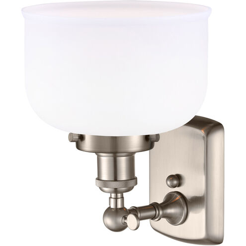 Ballston Large Bell LED 8 inch Brushed Satin Nickel Sconce Wall Light in Matte White Glass, Ballston