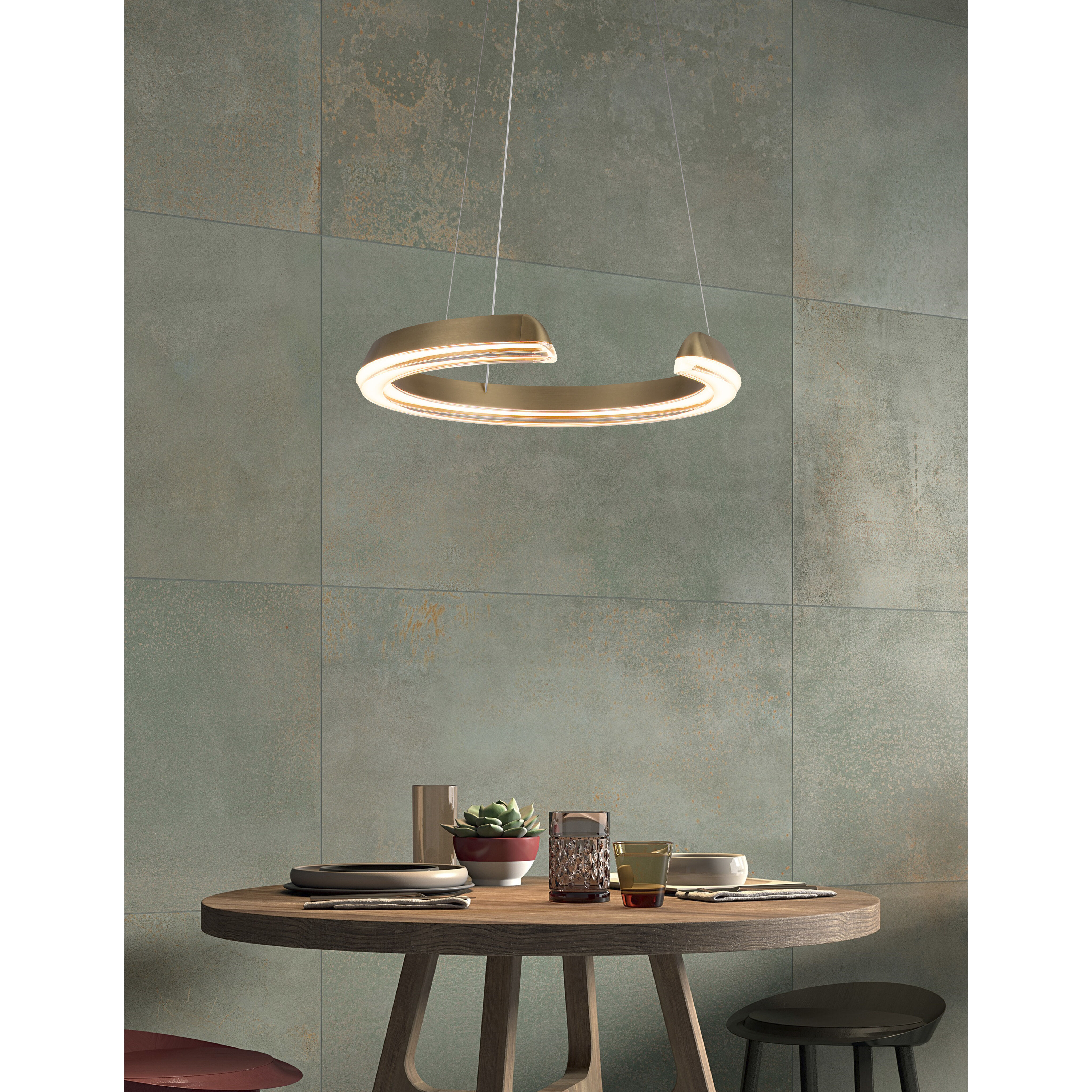 Solaire LED 23.6 inch Satin Antique Brass Pendant Ceiling Light
