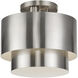 Zolana 2 Light 12 inch Brushed Nickel Semi Flush Mount Ceiling Light, Medium