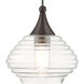Art Glass 1 Light 8 inch English Bronze Mini Pendant Ceiling Light in Shiny Dark Gray